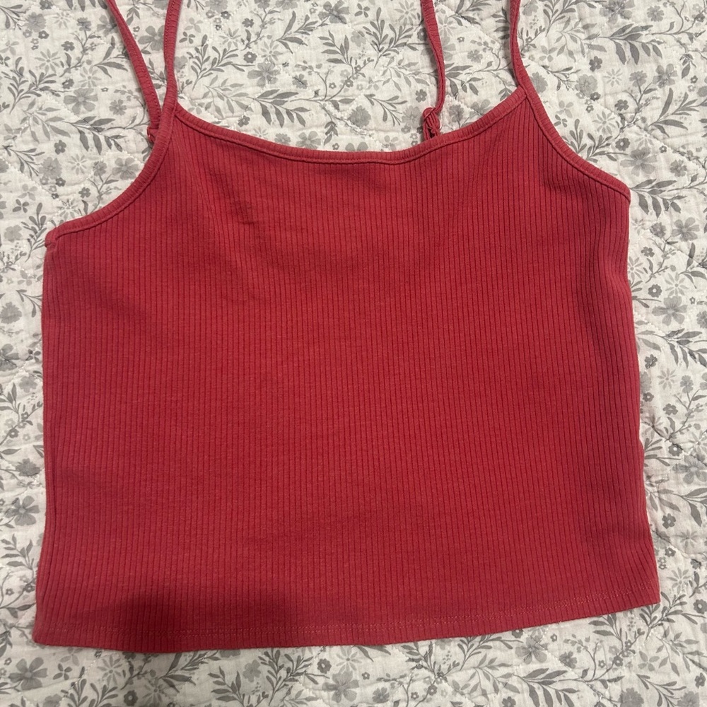 American Eagle Outfitters Ribbed Brick Red Cami